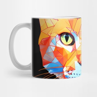 Geometric Cat No. 2: Dark Background (on a no fill background) Mug